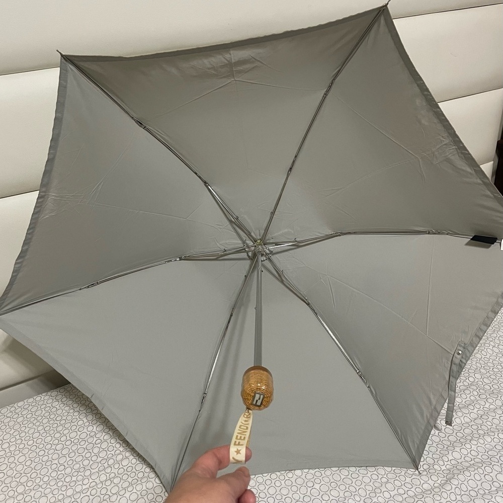 Fendi Light Gray Designer Folding Umbrella - Picture 4 of 10